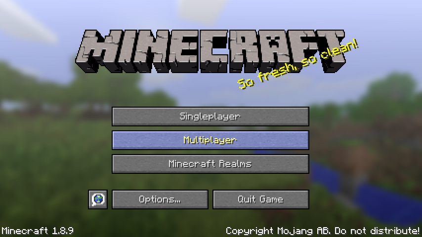 Interface accueil Minecraft